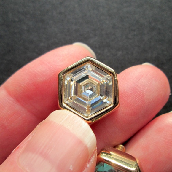 ✨Vintage SAL S.A.L. Swarovski America Limited Hexagonal Stud Earrings Crystal - Picture 13 of 14